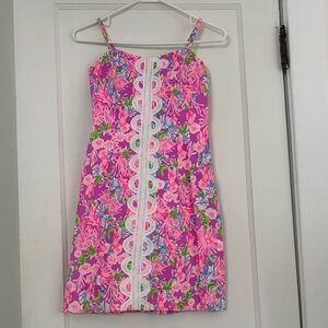 Lilly Pulitzer Pink Floral Lace-Trim Sundress